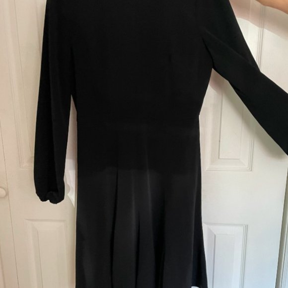 NWT Co Collections Peasant Sleeve Short Dress in Black Stretch Crepe in Sz Small - Picture 4 of 9